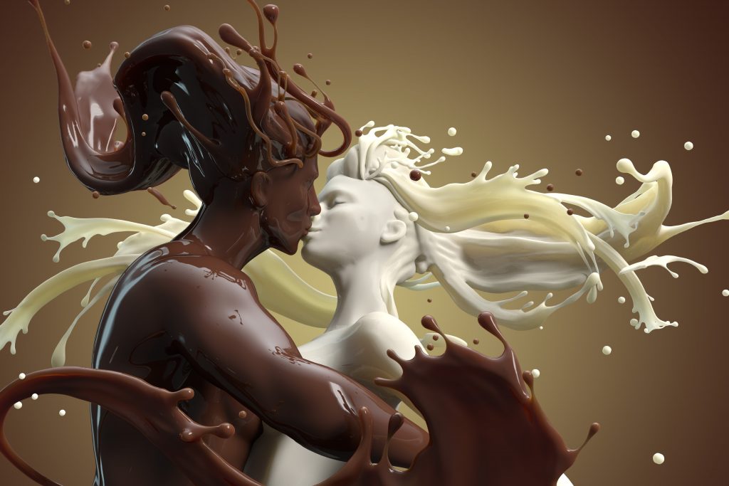Dos figuras humanas hechas de chocolate