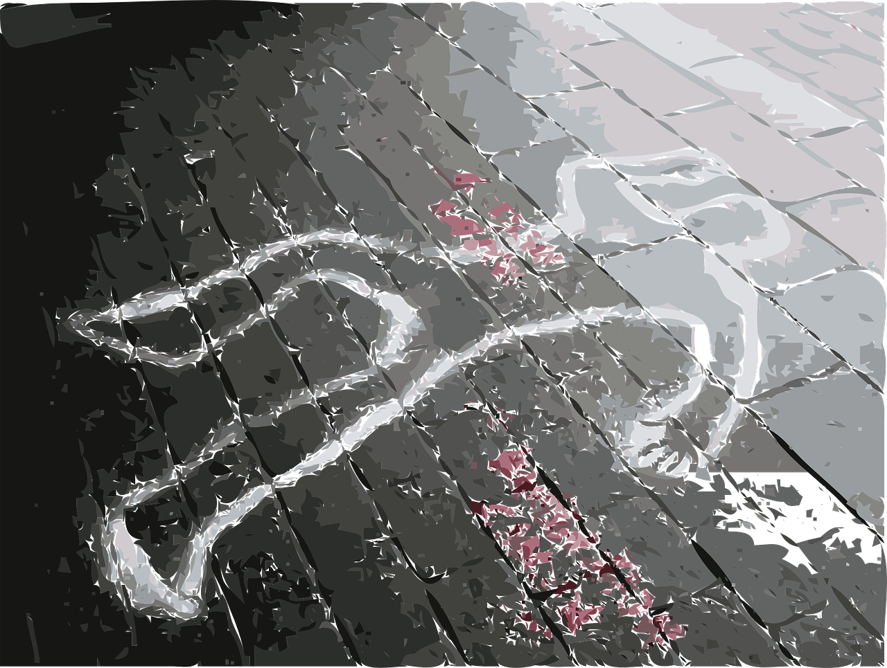 Silueta de un asesinado dibujada en el suelo
