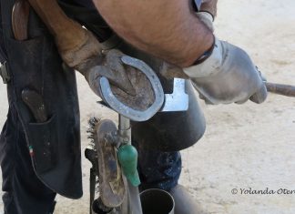 Trabajo manual Persona herrando un caballo