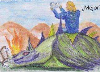 Cambios en el lenguaje jurídico y la experiencia de trabajar en una notaría y varios despachos de abogados Dibujo de un personaje que domina a un dragón y se sienta sobre él. Contiene la leyenda “¿Mejor?” y “Sí, ahora lo entiendo”.