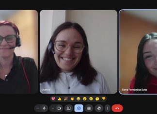 10.ª edición de las mentorías de Asetrad: Brújula ante un mercado laboral incierto Marcella, Aurora y Elena durante una videoconferencia.